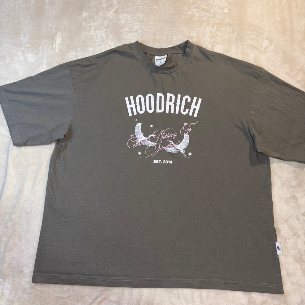 Hoodrich Mens Graphic T-Shirt Grey Large From Nothing To Something Crane Logo
